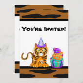 ガールズアニマルプリントタイガー誕生日招待状 招待状 (正面/裏面)