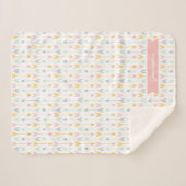 ガールズアローブランケット | ピンク、金ゴールド、ミント、グレー シェルパブランケット (正面(横))