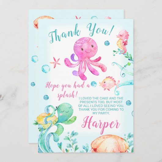 ガールズアンダーザシー誕生日サンキューカード 招待状 (正面/裏面)