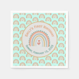 ガールズアンドスウィートエレガントレインボーミントグリーン スタンダードカクテルナプキン