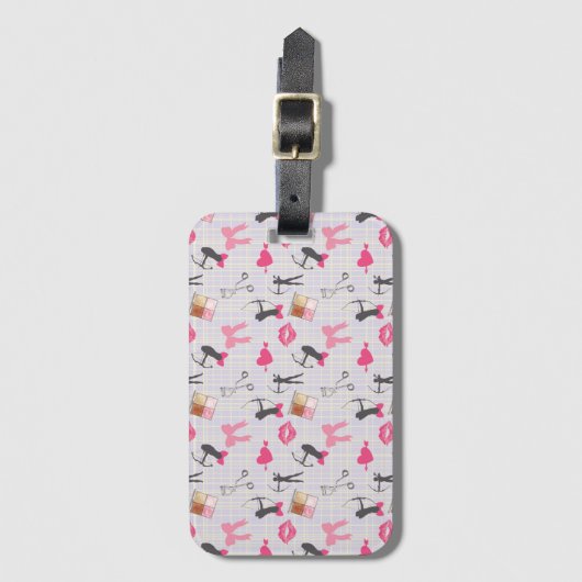 ガールズアーチェリーガーリー-ハートとメイクアップ ラゲッジタグ (正面縦)