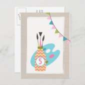 ガールズアート絵画パーティー誕生日はがき招待状 インビテーションポストカード (正面/裏面)