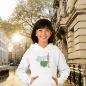 ガールズイスラムフード付きスウェットシャツ：ラブハートマスジドアンナバウィ