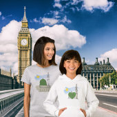 ガールズイスラムフード付きスウェットシャツ：ラブハートマスジドアンナバウィ