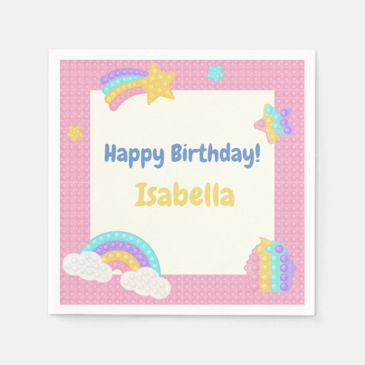 ガールズイットフポップ・アートのィードジェ誕生日 スタンダードカクテルナプキン (正面)