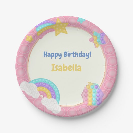 ガールズイットフポップ・アートのィードジェ誕生日 ペーパープレート (正面)