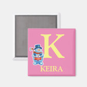 ガールズイニシャル雪だるま冷蔵庫用マグネット マグネット (正面/裏面)