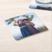 ガールズウィズさくらんぼブランチブゲロー スクエアペーパーコースター (アングル)