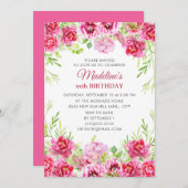 ガールズウィメンズピンクフローラ誕生会 招待状 (正面/裏面)