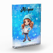 ガールズウィンターアイススケート姿スケートスノーフレーク フォトブロック (左)