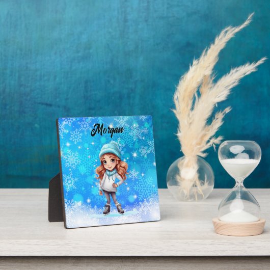 ガールズウィンターアイススケート姿スケートスノーフレーク フォトプラーク (インサイチュ)