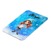 ガールズウィンターアイススケート姿スケートスノーフレーク マグネット (左側)