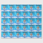 ガールズウィンターアイススケート姿スケートスノーフレーク ラッピングペーパー (フラット)