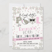 ガールズウィンタープールパーティー誕生日 招待状 (正面)