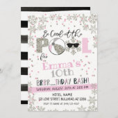 ガールズウィンタープールパーティー誕生日 招待状 (正面/裏面)