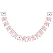 ガールズウィンターワンダーランドかわいいペンギンピンク誕生日 バンティングフラッグ (全)