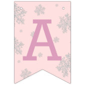 ガールズウィンターワンダーランドかわいいペンギンピンク誕生日 バンティングフラッグ (第3の旗)