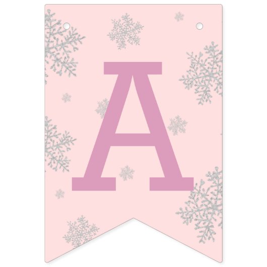 ガールズウィンターワンダーランドかわいいペンギンピンク誕生日 バンティングフラッグ (第3の旗)