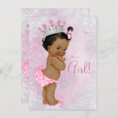 ガールズウィンターワンダーランド赤ちゃんシャワー 招待状 (正面/裏面)