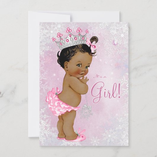 ガールズウィンターワンダーランド赤ちゃんシャワー 招待状 (正面)