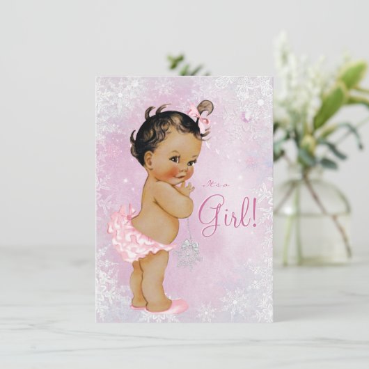 ガールズウィンターワンダーランド赤ちゃんシャワー 招待状 (スタンド正面)