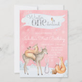 ガールズウィンターワンダーランド1st誕生日パーティー 招待状 (正面)