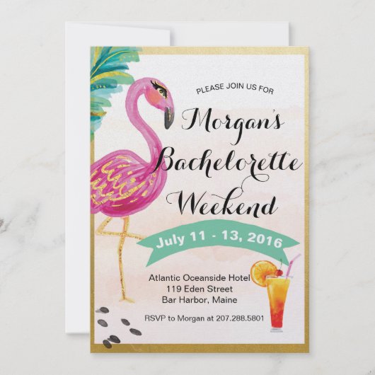 ガールズウィークエンドの旅程招待状 招待状 (正面)