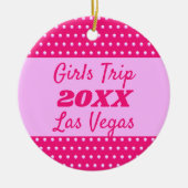 ガールズウィークエンドキュートピンク最高の水玉模様フレンドトリップ セラミックオーナメント (正面)