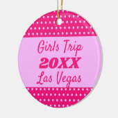 ガールズウィークエンドキュートピンク最高の水玉模様フレンドトリップ セラミックオーナメント (左)