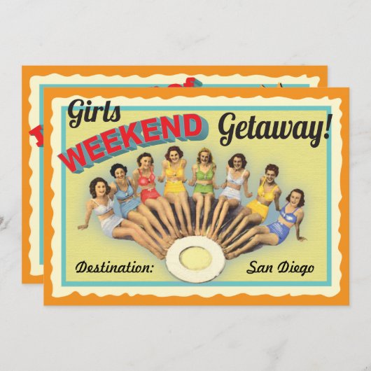 ガールズウィークエンドゲタウェイ誕生日招待状 招待状 (正面/裏面)