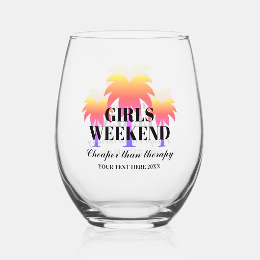 ガールズウィークエンドゲートウェイ飲みカスタムパーティー ステムなしワイングラス (正面)