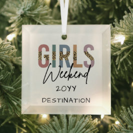 ガールズウィークエンドチーテプリントガールズトリップゲータウェイ ガラスオーナメント
