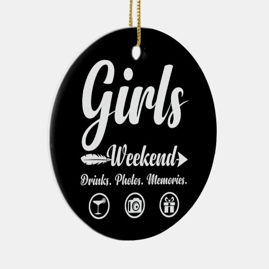 ガールズウィークエンドバケーションドリンクフォトメモリ セラミックオーナメント (右)