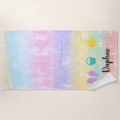 ガールズウォータカラービーチトリオ絞り染めビーチタオル ビーチタオル (正面)