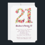 ガールズウォータカラーフローラ21st誕生日パーティーシェイプ 招待状<br><div class="desc">オリジナルデザインPip Hoorayによる。デジタル技術を通じて丁寧に数形に配置された水色の花のプリント画像。これらの製品の美しいを強化するために注文する前に紙カードストックをアップグレードできる。高級品のカードもしストックを注文すると、質感のある豪華な厚手カードが見える。デザイナーの水彩花ユニーク21歳の誕生招待状の一つコンテンポラリーは、フレームの形に切り込まれて死ぬ。招待状はプロの印刷で送信されるドア。コスト来に含まれる封筒</div>