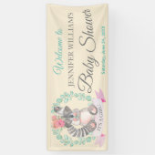 ガールズウォータカラーベビーラクーンベイビーシャワー 横断幕 (縦)