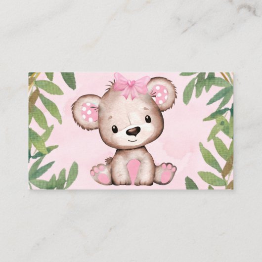 ガールズウォーターカラーテディベアおむつラッフル 名刺