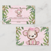 ガールズウォーターカラーテディベアおむつラッフル 名刺 (正面/裏面)