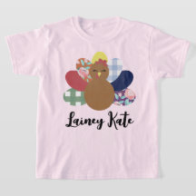 ガールズウォーターカラープレイドフローラターキーユースTシャツ