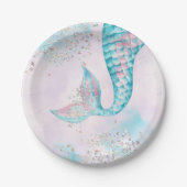 ガールズウォーターカラーマーメイドバースデーパーティー ペーパープレート (正面)