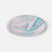 ガールズウォーターカラーマーメイドバースデーパーティー ペーパープレート (アングル)