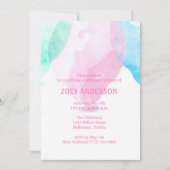 ガールズウォーターカラー気球誕生日パーティー招待状 招待状 (正面)