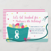 ガールズウォーターバルーンファイト誕生日ピンク 招待状 (正面/裏面)