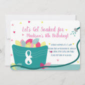 ガールズウォーターバルーンファイト誕生日ピンク 招待状 (正面)