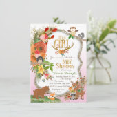 ガールズウッドランドアントラーベビーシャワー 招待状 (スタンド正面)