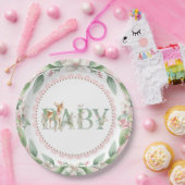 ガールズウッドランドディアベビーシャワー紙プレート ペーパープレート (パーティー)