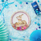 ガールズウッドランドディアベビーシャワー紙プレート ペーパープレート (パーティー)