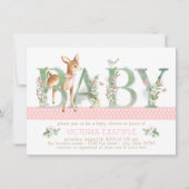 ガールズウッドランドディアーベビーシャワー招待状 招待状 (正面)