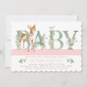 ガールズウッドランドディアーベビーシャワー招待状 招待状 (正面)