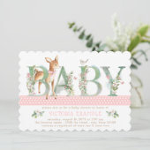 ガールズウッドランドディアーベビーシャワー招待状 招待状 (スタンド正面)